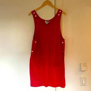 Red vintage jumper with buttons and pockets